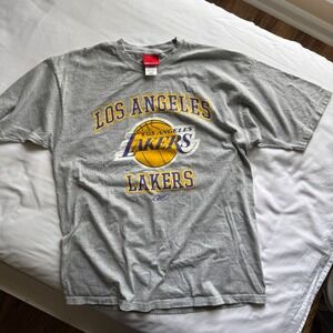 Reebok Los Angeles Lakers Mens Gray Graphic T-Shirt L NBA Basketball R200A Y2K